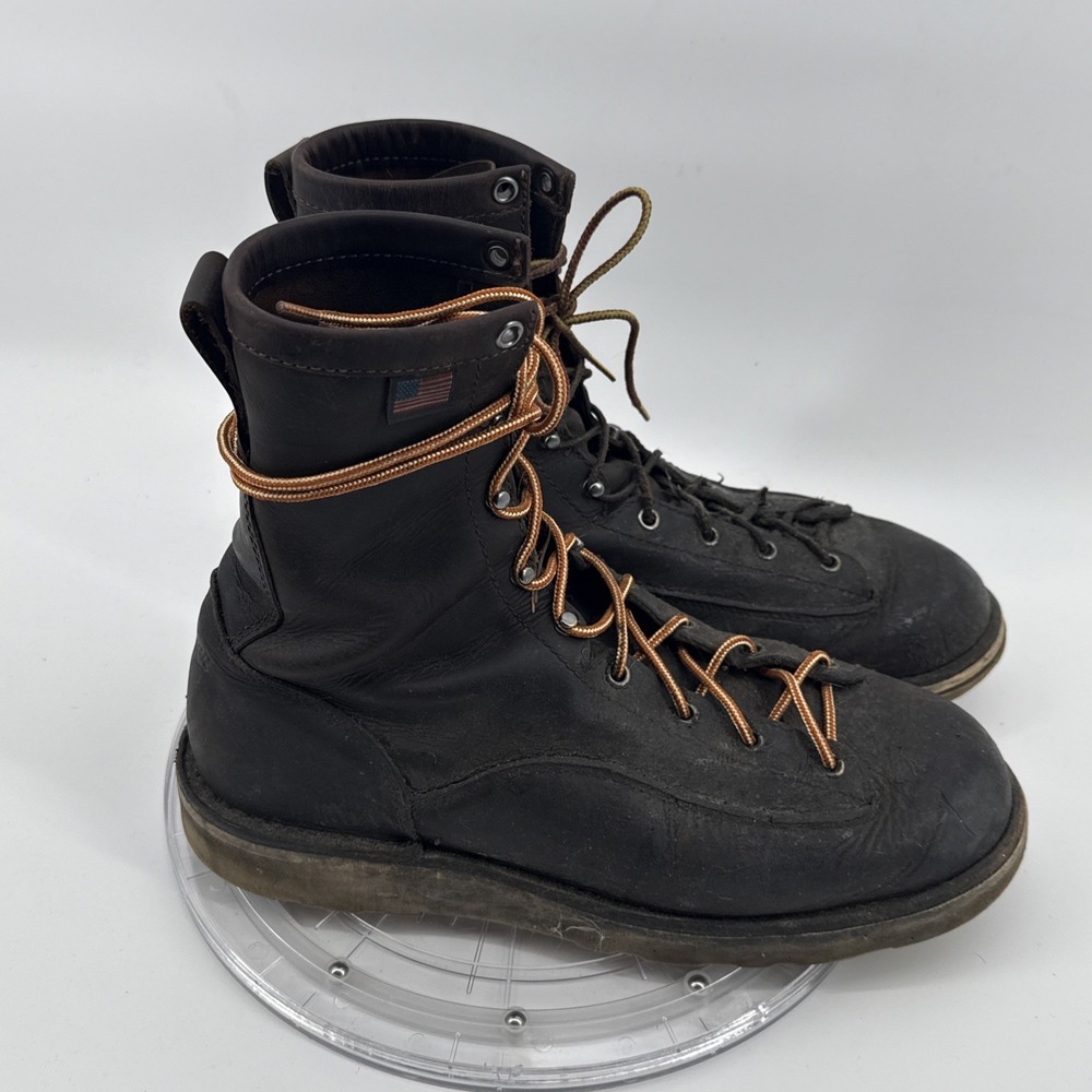 Danner Bull Run 8" Mens Size 11 US Black Leather Lace Up Boots Lug Sole USA